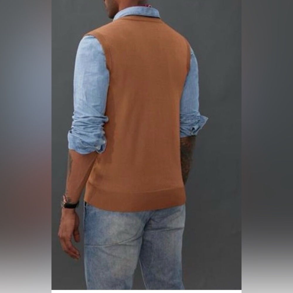 L.L. Bean Men's Lambswool Sweater Vest in Camel